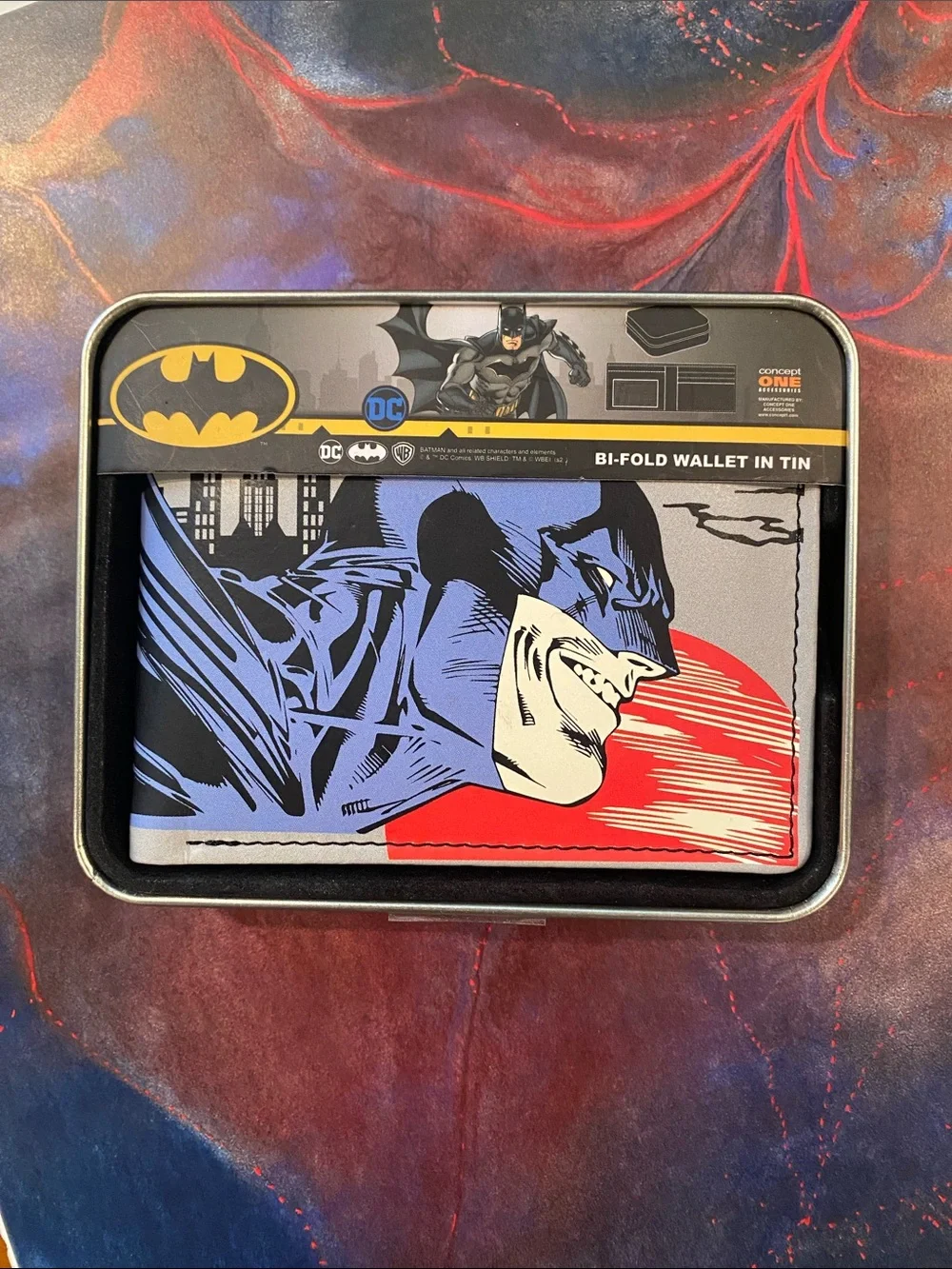Batman Men's Bifold Wallet in Blue, Red, Gray
